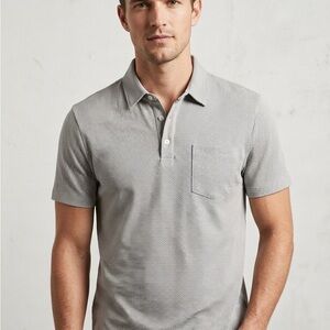 Banana Republic Men's Short-Sleeve Polo in Light Gray